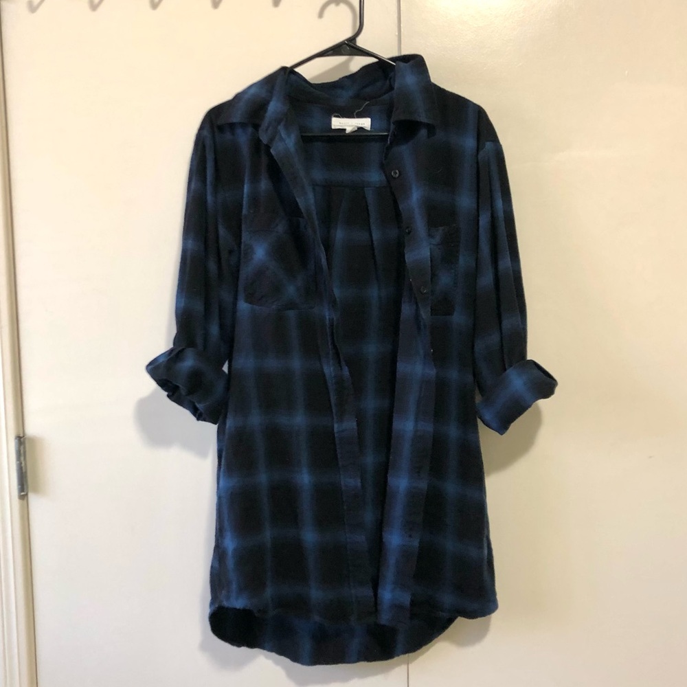 Oversized flannel shirt dress